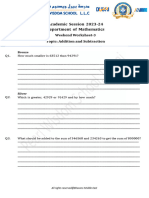 Addition and Subtraction - Weekend Worksheet-3