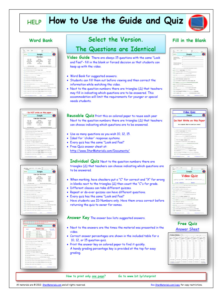 How To Use The Guide and Quiz: Select The Version. The Questions Are ...