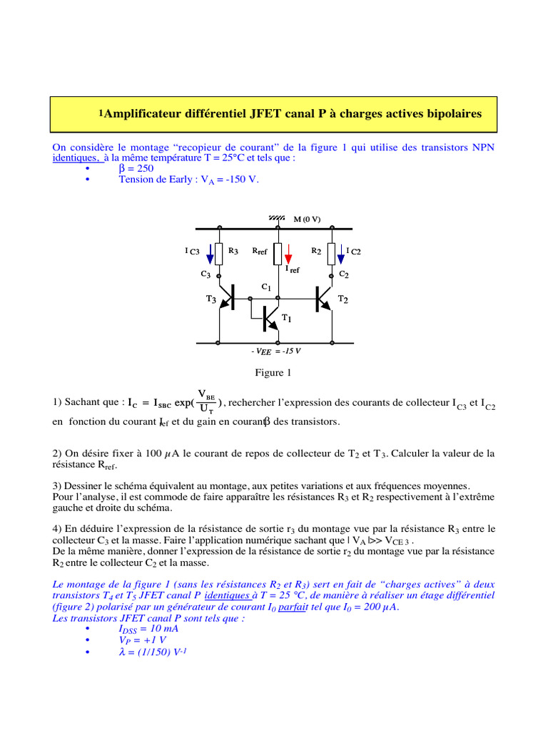 Amplificateur différentiel JFET canal P | PDF | Transistor bipolaire ...