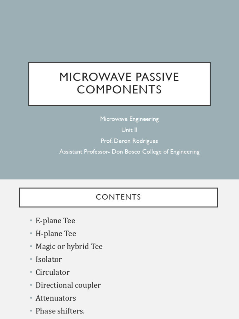 Microwave Passive Devices PDF Electricity Physical Phenomena