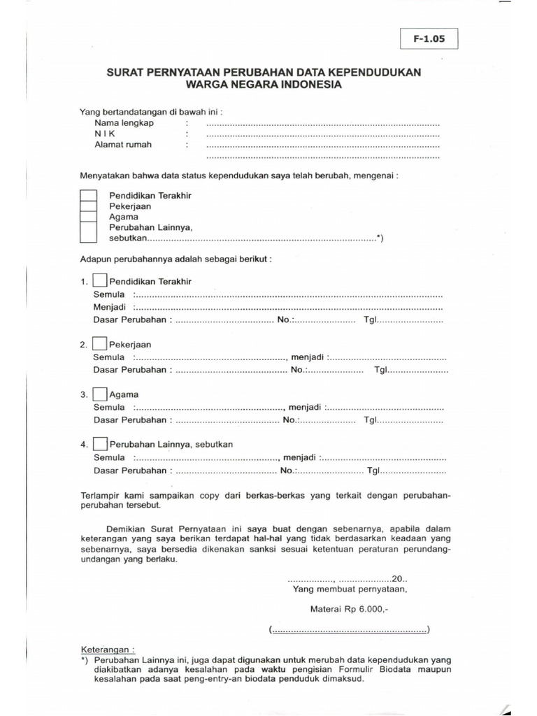 Form perubahan data dukcapil pdf