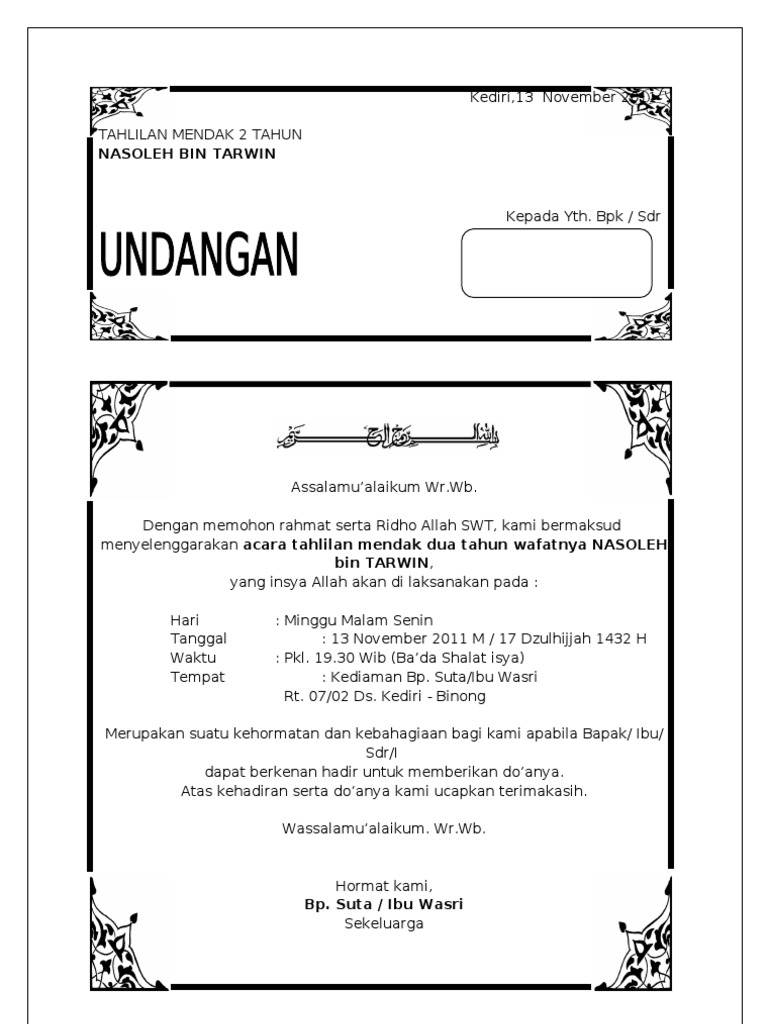 Contoh Undangan Aqiqah Yang Bisa Di Edit Dan Siap Print