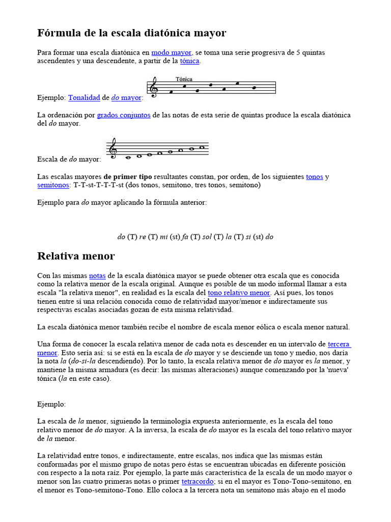 Fórmula de La Escala Diatónica Mayor | PDF | Escala (música) | Teoría ...