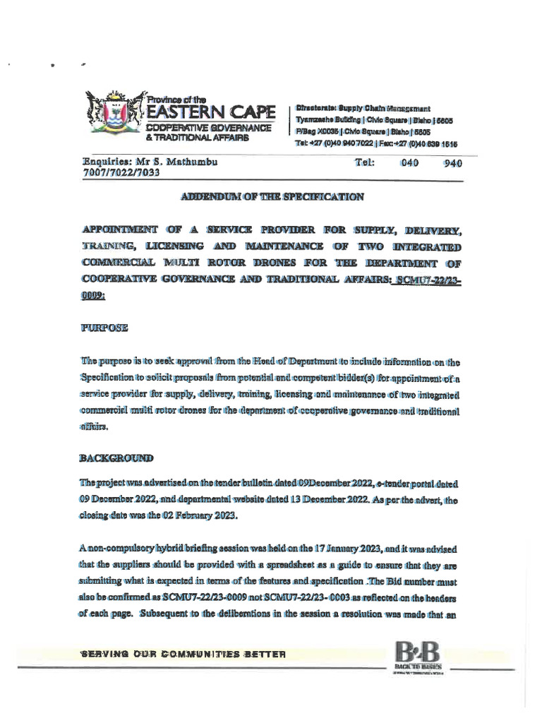 Addendum With Proposed Template For Drones | PDF