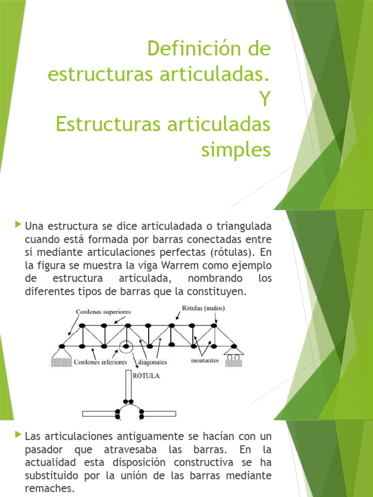 5.1 Definición de Estructuras Articuladas. 5.2 Estructuras Articuladas ...