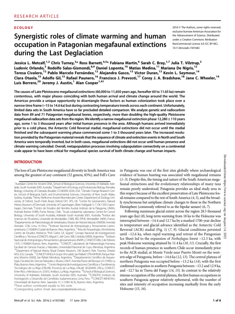 Human and Climate Role in Extinctions | PDF | Polymerase Chain Reaction ...
