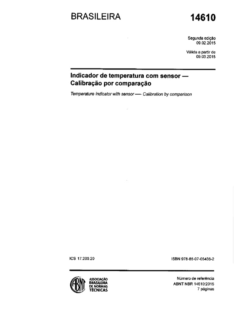 Norma ABNT NBR 14610: Calibración de Sensores | PDF | Par ...