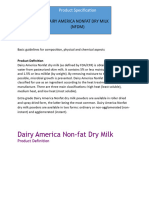 Dairy America Nonfat Dry Milk Specification