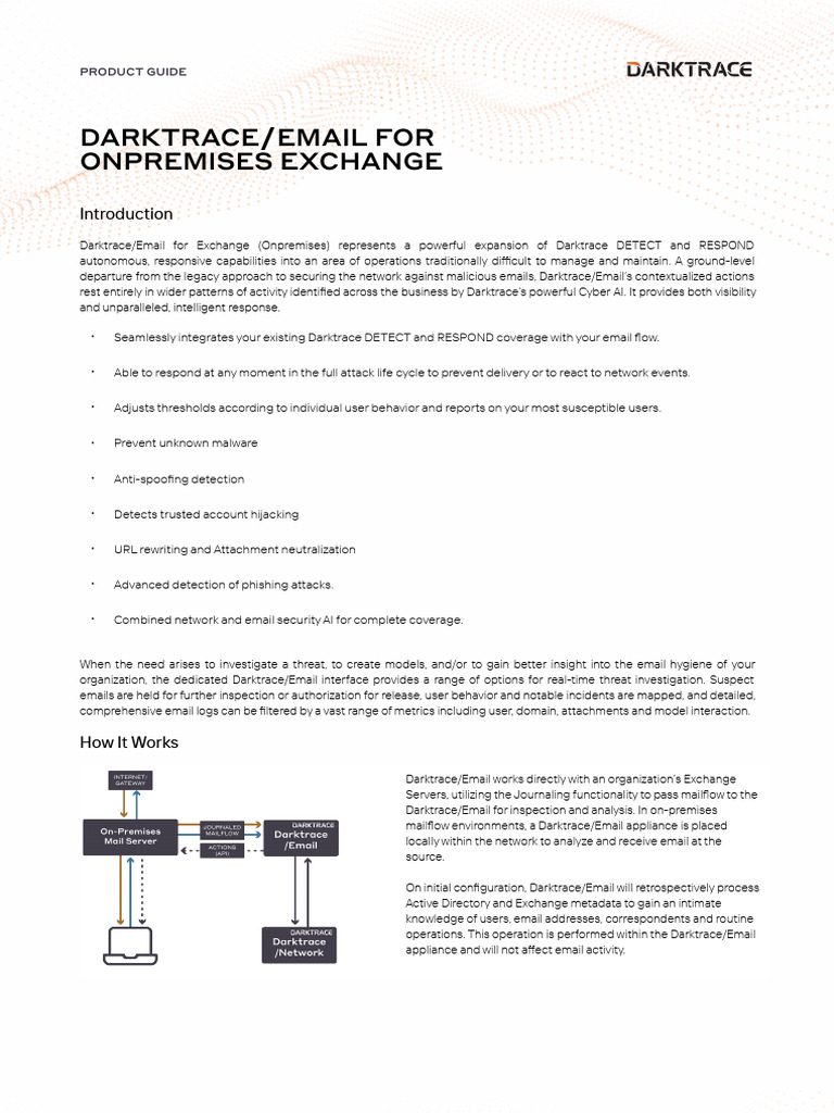 Darktrace/Email for On-Premises Exchange | PDF | Active Directory | Malware