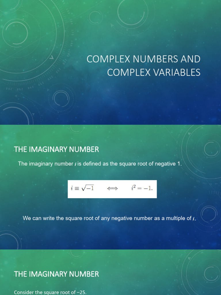 Complex numbers and complex variables pdf complex number numbers