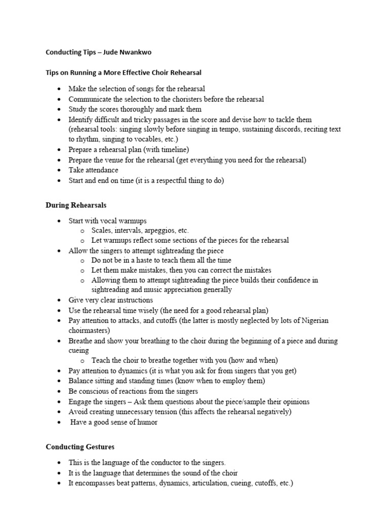 Effective Choir Conducting Tips | PDF | Tempo | Conducting