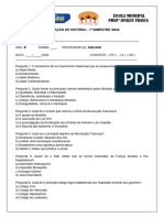 AVALIAÇÃO DE HISTÓRIA - 8º A, B - Professor Adilson