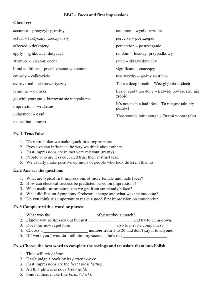 Bbc Faces And First Impressions Pdf Psychology Psychological Concepts