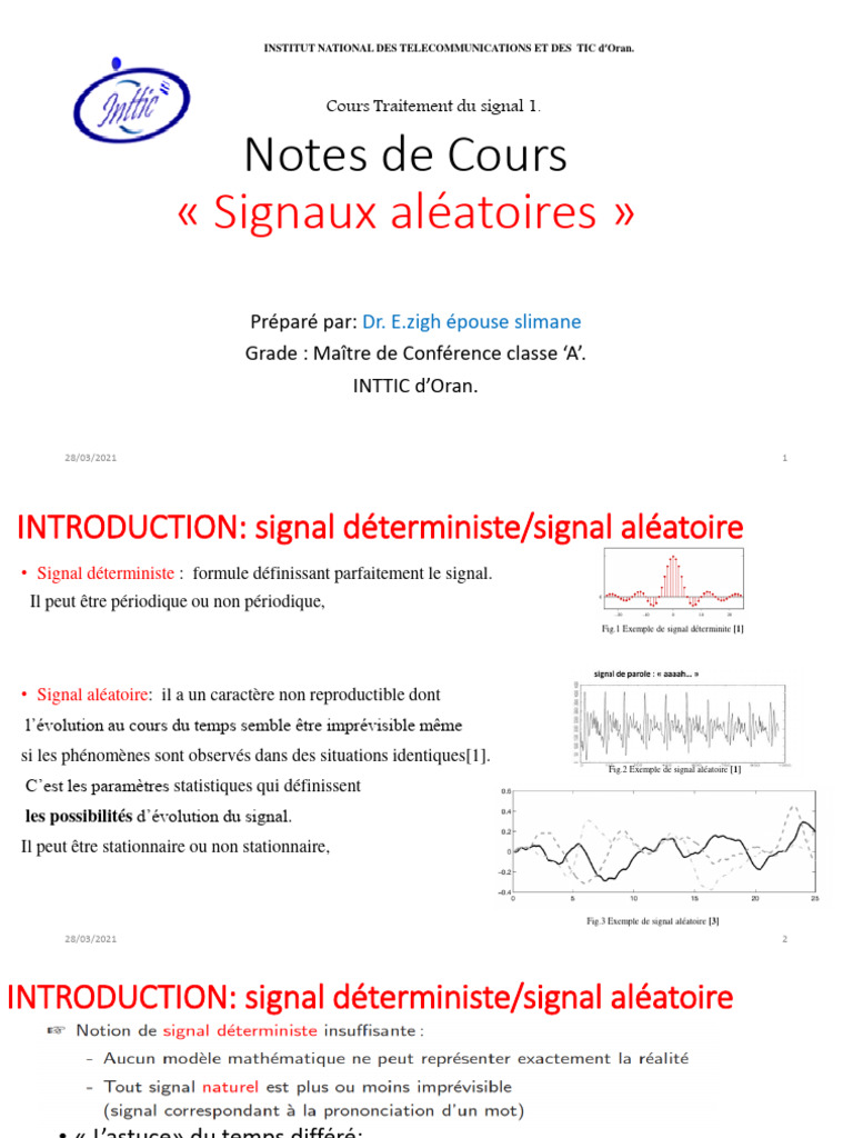 Signaux Aléatoires et Déterministes | PDF | Loi normale | Hasard