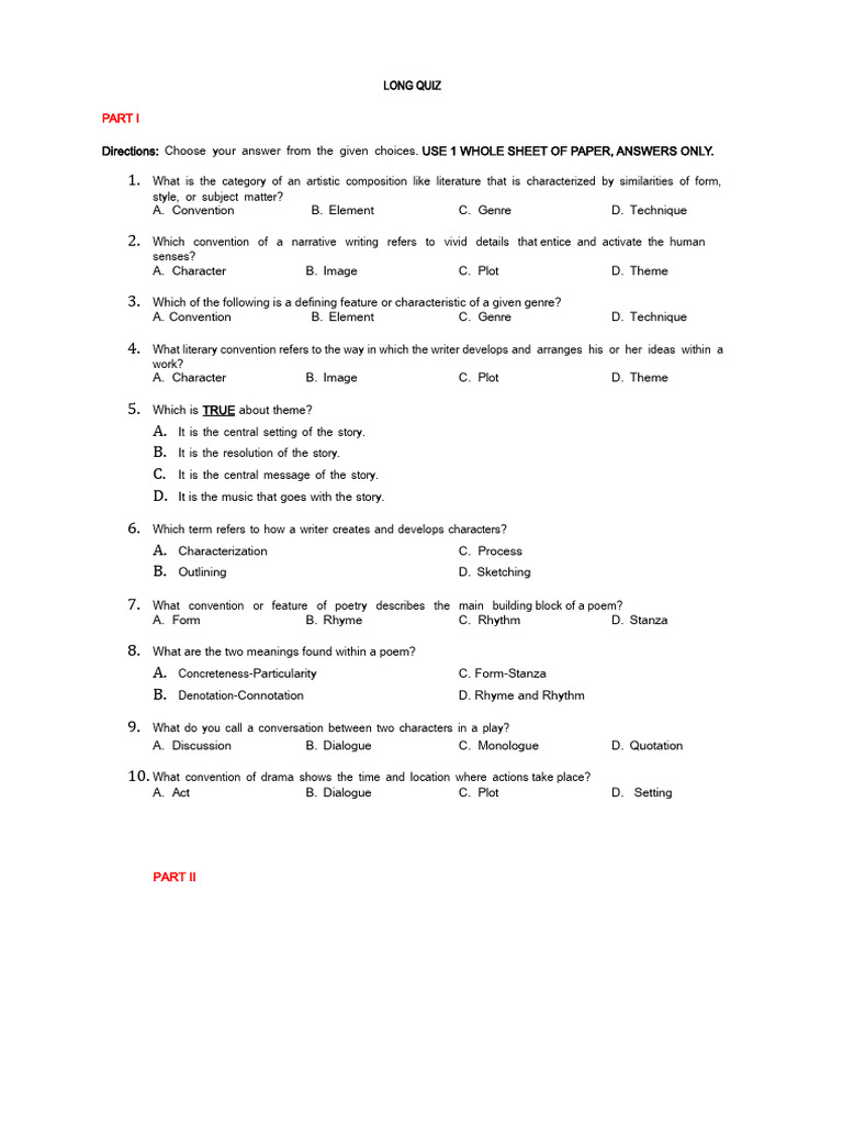 Long quiz module 6 pdf poetry genre