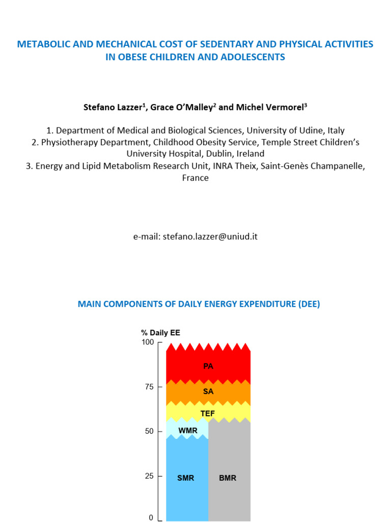 Metabolic Mechanical Cost Sedentary Physical Activities Obese Children ...