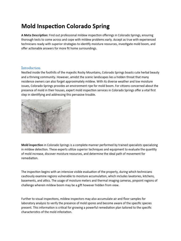 Colorado Springs Mold Inspection Services | PDF | Mold