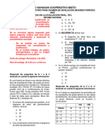 Décimo Grado - Cuestionario Previo A Nivelación