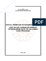 Afet Ve Aci̇l Durumlar Sonrasi Yeti̇şki̇nlerde Kayip Ve Yas Süreci̇ Kurs Programi