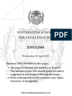 Westminster School 2015 English Challenge