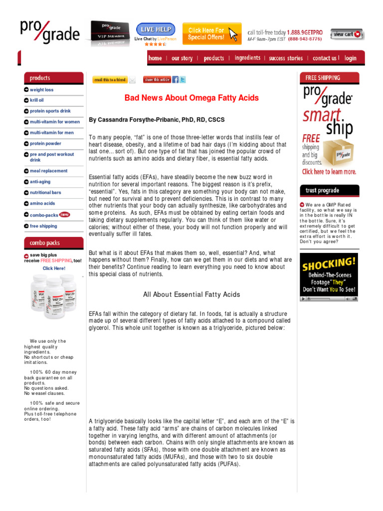 Essential Fatty Acids Explained | PDF | Omega 3 Fatty Acid ...