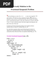 Greedy Solution To The Fractional Knapsack Prob