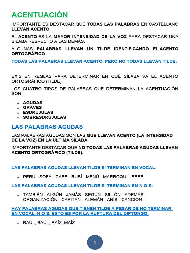 Reglas de Acentuación en Español | PDF | Voz humana | Estrés (lingüística)