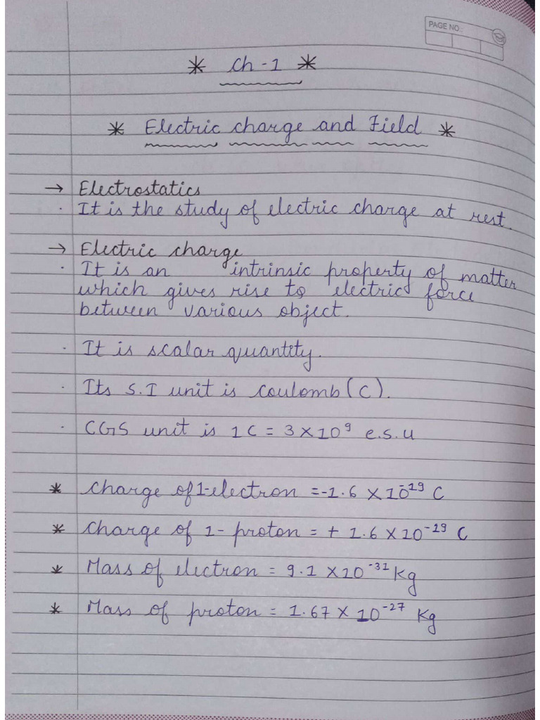 Ch-1, Electric Charge and Field | PDF