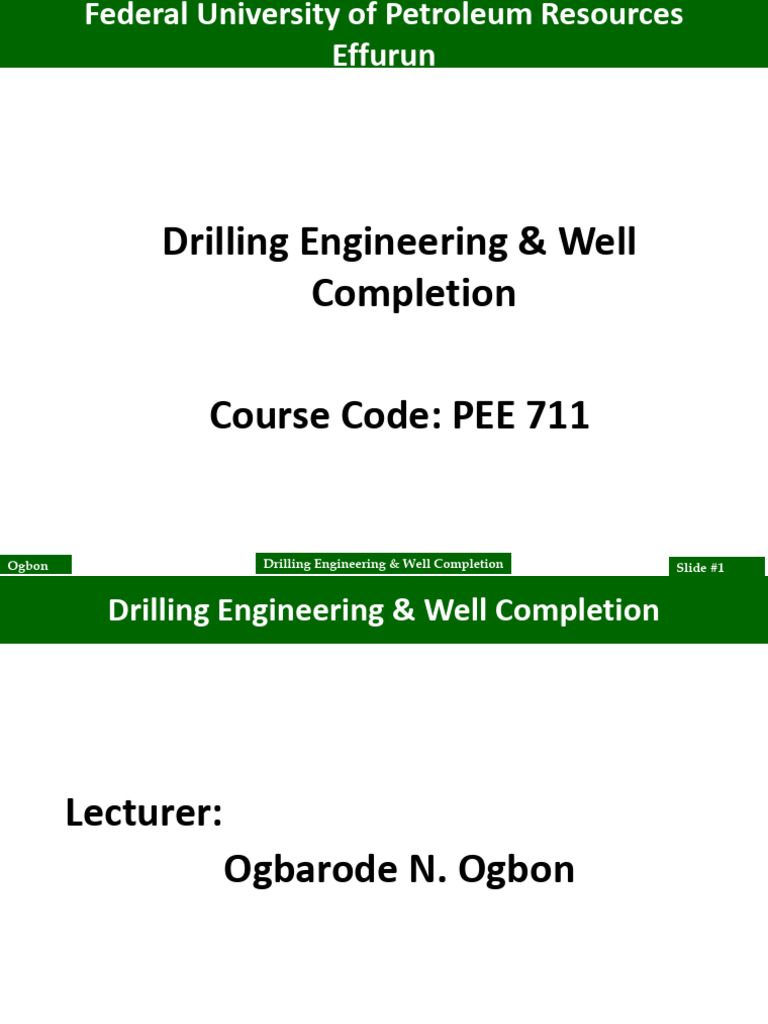 PEE 711 - Introduction To Driling and Completion 1 | PDF | Oil Well ...