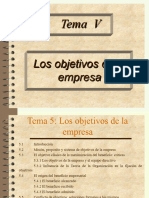 Tema 5. Los Objetivos de La Empresa