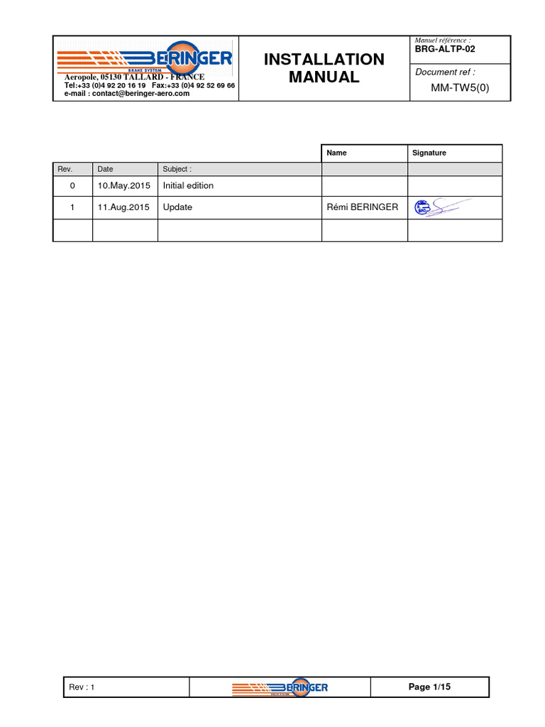 TW 5 Installation Manual Rev 1 | PDF | Aviation | Aircraft