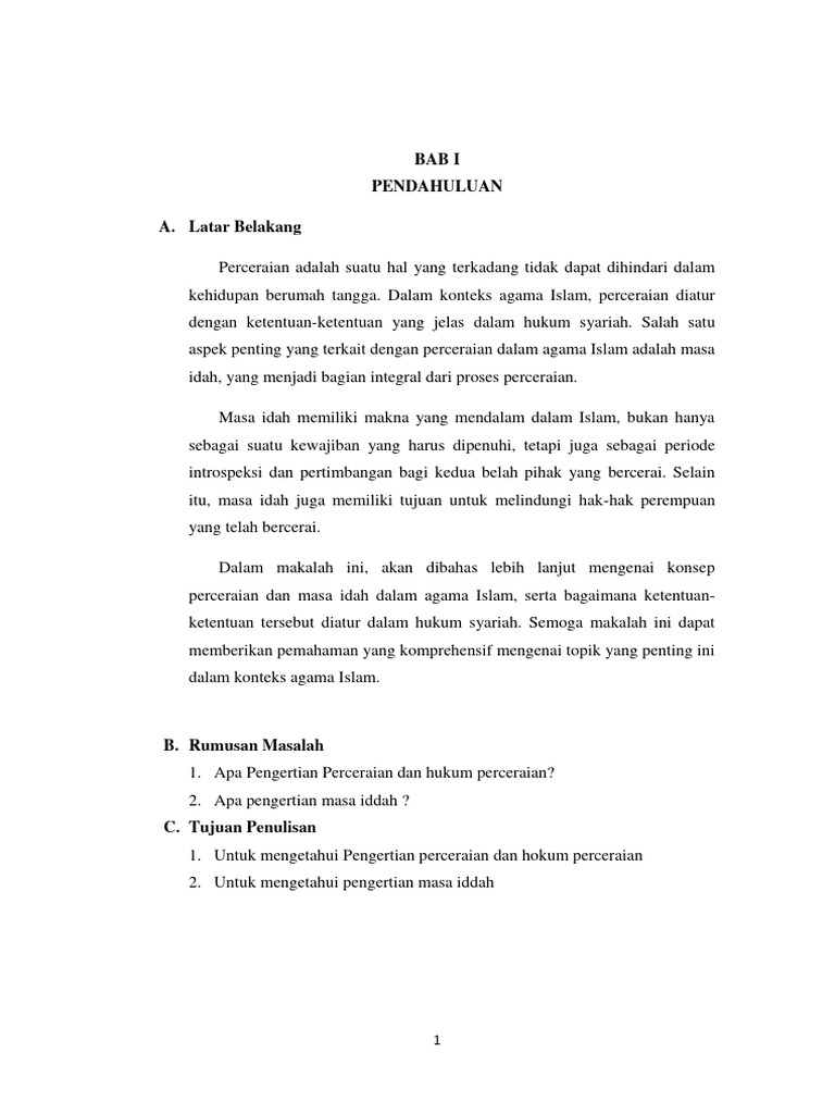 Talak dan Masa Iddah dalam Islam | PDF