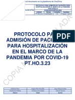 Protocolo para La Admisión de Pacientes para Hospitalización en El Marco de La Pandemio Por Covid 19