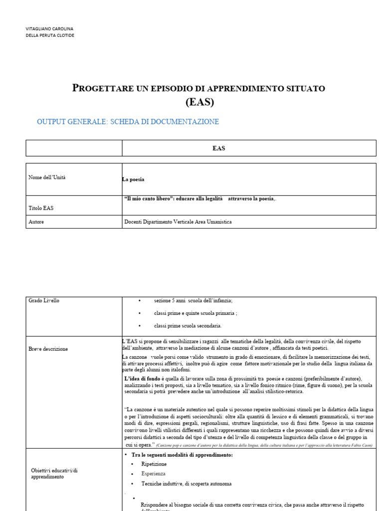 EAS Area Lettere | PDF