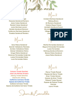 Documento A4 Mapa de Mesas Invitados Boda Botánico Verde