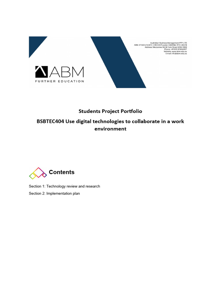 BSBTEC404 Project Portfolio | PDF | Innovation | Cost–Benefit Analysis