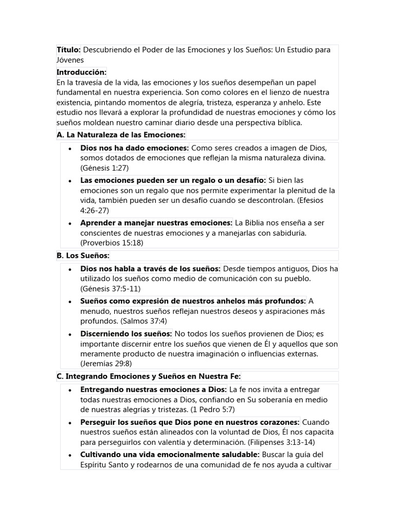 Las Emociones y Los Sueños 1 | PDF | Sueño | Dios