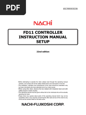 Nachi - FD11 CONTROLLER INSTRUCTION MANUAL | PDF | File Transfer