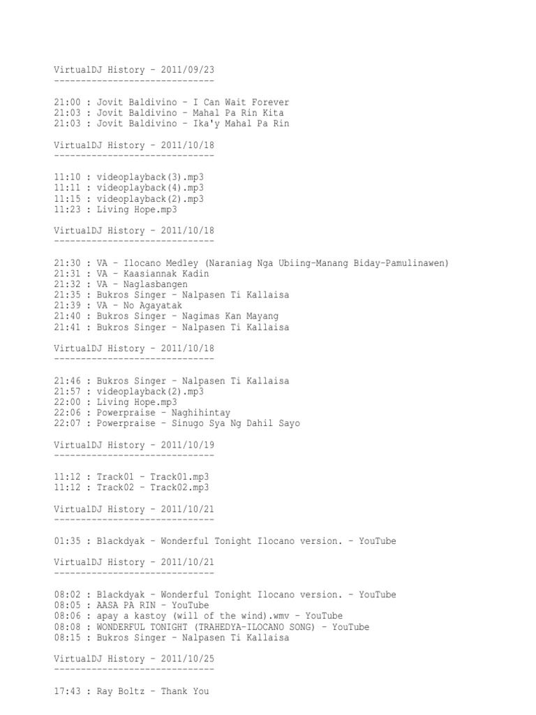 VirtualDJ Song History 2011 Logs | PDF