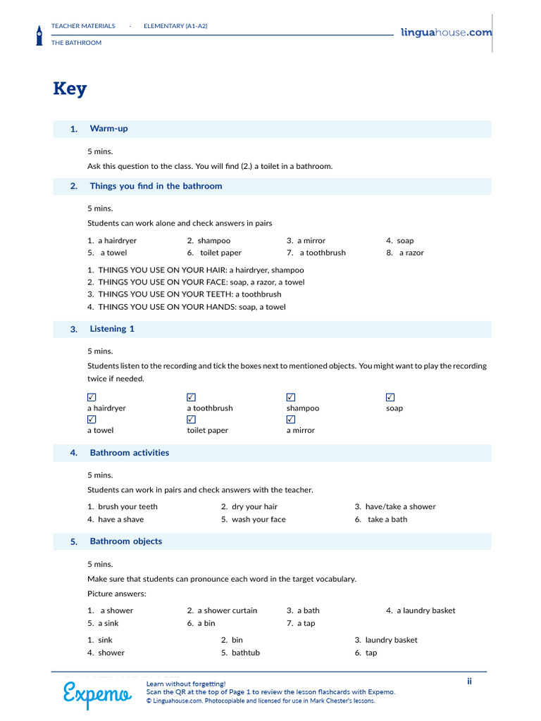 thebathroombritishenglishteacherkey PDF Bathroom Hygiene