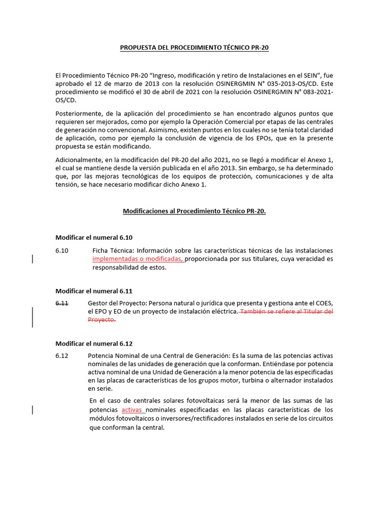 Modificaciones al Procedimiento PR-20 | PDF | Fotovoltaica | Energia ...