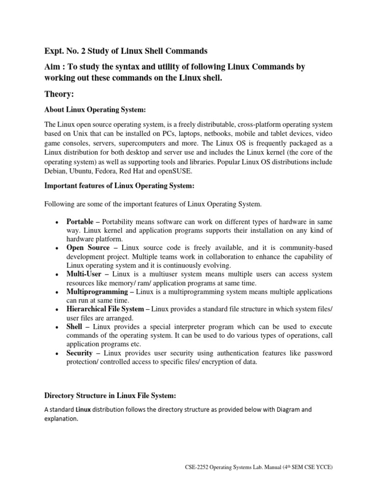 Expt 2 study of linux shell commands pdf linux operating system