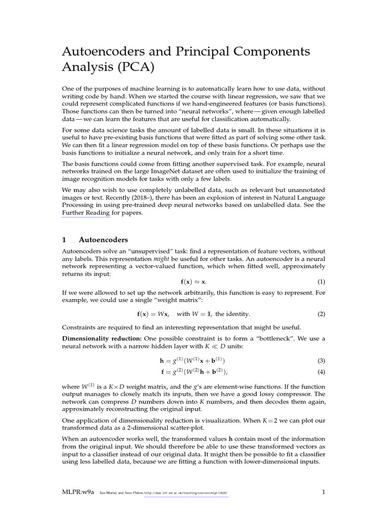 w9a_autoencoders_pca | PDF | Principal Component Analysis | Eigenvalues ...