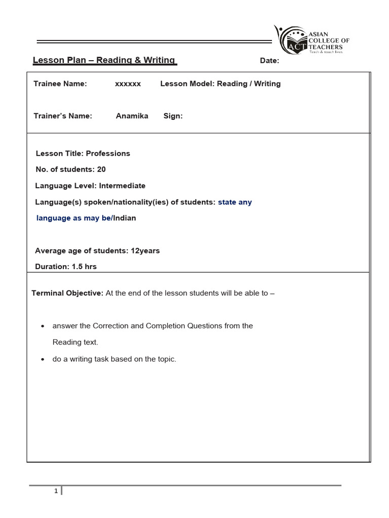 TCBE Reading Sample Plan | PDF | Teachers | Question