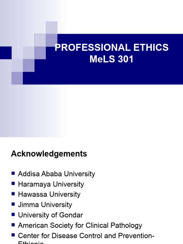 Professional Ethics in Medical Lab Science | PDF | Morality ...