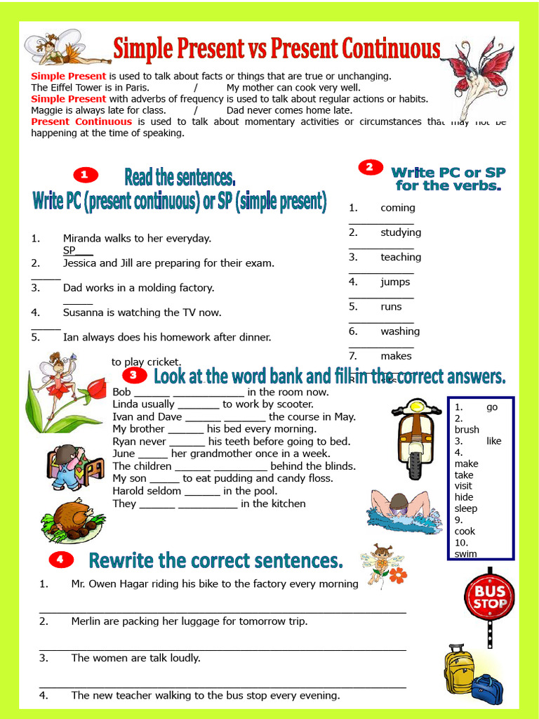 Present Simple vs Continuous Activities | PDF