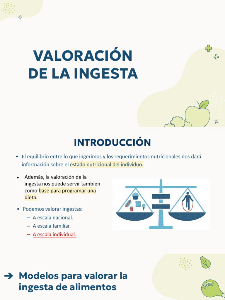 Valoración de La Ingesta - 23 - 24 | PDF | Caloría | Alimentos