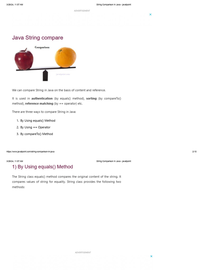 2.string Comparison in Java - Javatpoint | PDF | Boolean Data Type ...