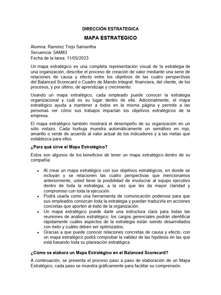 Mapa Estratégico en Balanced Scorecard | PDF | Business | Aprendizaje
