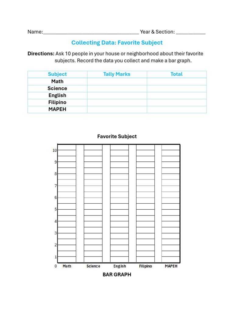 Favorite Subject Data Collection | PDF